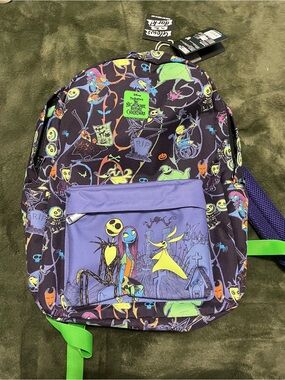 The Nightmare Before Christmas Kids Purple Backpack with Green Accents